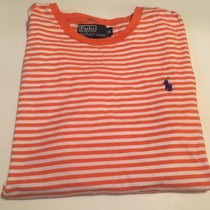 Orange and White Stripped Ralph Lauren polo